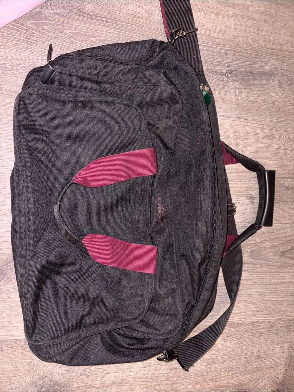 Givenchy Black Duffel with Burgundy Handles